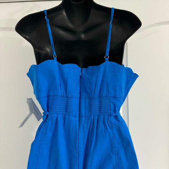 Anthropologie Blue Midi Dress Size 10 NWT Button Front Scallop Spaghetti Straps - Picture 8 of 10